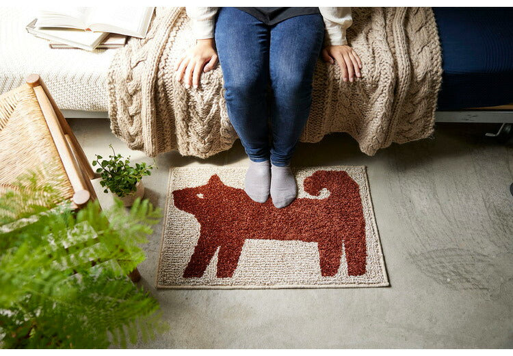 日本製 ラグ 45×70cm 滑り止め アニマット アニマル柄 動物柄 ポチ タマ リス ウズラ 国産 スミノエ Suminoe 北欧 かわいい おしゃれ(代引不可)