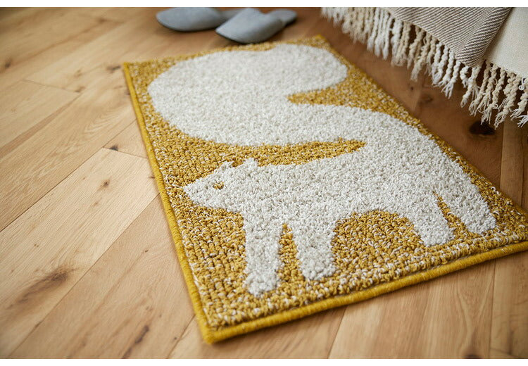 日本製 ラグ 45×70cm 滑り止め アニマット アニマル柄 動物柄 ポチ タマ リス ウズラ 国産 スミノエ Suminoe 北欧 かわいい おしゃれ(代引不可)