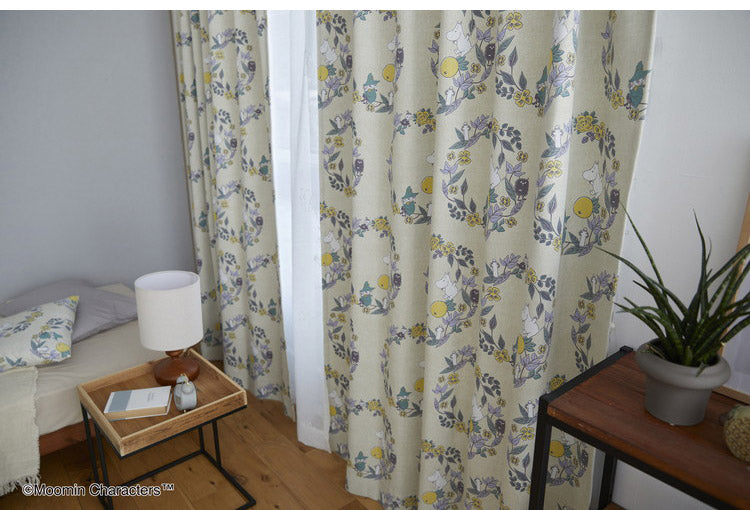 日本製 カーテン ムーミン MOOMIN 花柄 かわいい 可愛い ウォッシャブル 北欧 FRUITS GARDEN フルーツガーデン(代引不可)