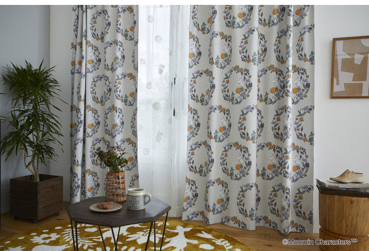 日本製 カーテン ムーミン MOOMIN 花柄 かわいい 可愛い ウォッシャブル 北欧 FRUITS GARDEN フルーツガーデン(代引不可)