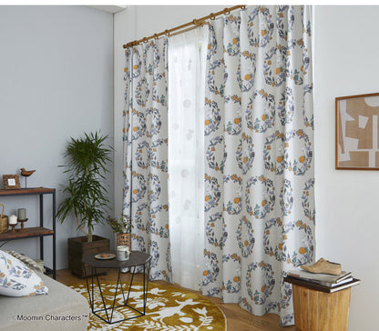 日本製 カーテン ムーミン MOOMIN 花柄 かわいい 可愛い ウォッシャブル 北欧 FRUITS GARDEN フルーツガーデン(代引不可)