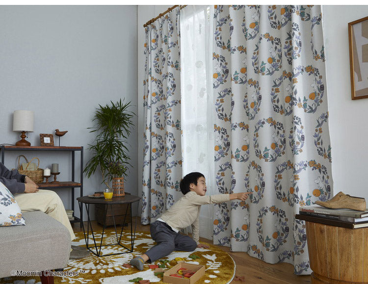 日本製 カーテン ムーミン MOOMIN 花柄 かわいい 可愛い ウォッシャブル 北欧 FRUITS GARDEN フルーツガーデン(代引不可)
