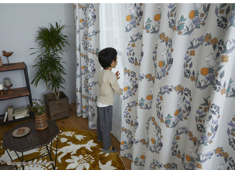 日本製 カーテン ムーミン MOOMIN 花柄 かわいい 可愛い ウォッシャブル 北欧 FRUITS GARDEN フルーツガーデン(代引不可)