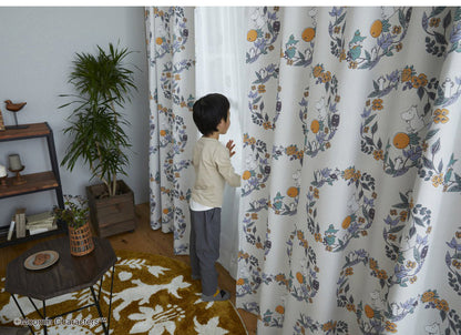 日本製 カーテン ムーミン MOOMIN 花柄 かわいい 可愛い ウォッシャブル 北欧 FRUITS GARDEN フルーツガーデン(代引不可)