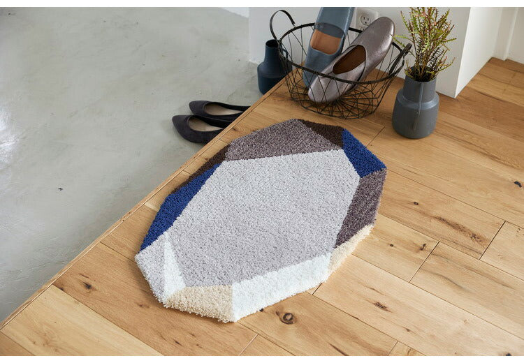 日本製 ラグ マット 45×70cm 防ダニ 滑り止め ジェムマット 宝石モチーフ 国産 スミノエ Suminoe 北欧 かわいい おしゃれ(代引不可)