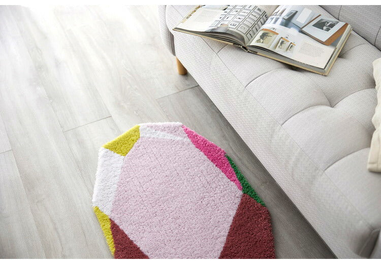 日本製 ラグ マット 45×70cm 防ダニ 滑り止め ジェムマット 宝石モチーフ 国産 スミノエ Suminoe 北欧 かわいい おしゃれ(代引不可)