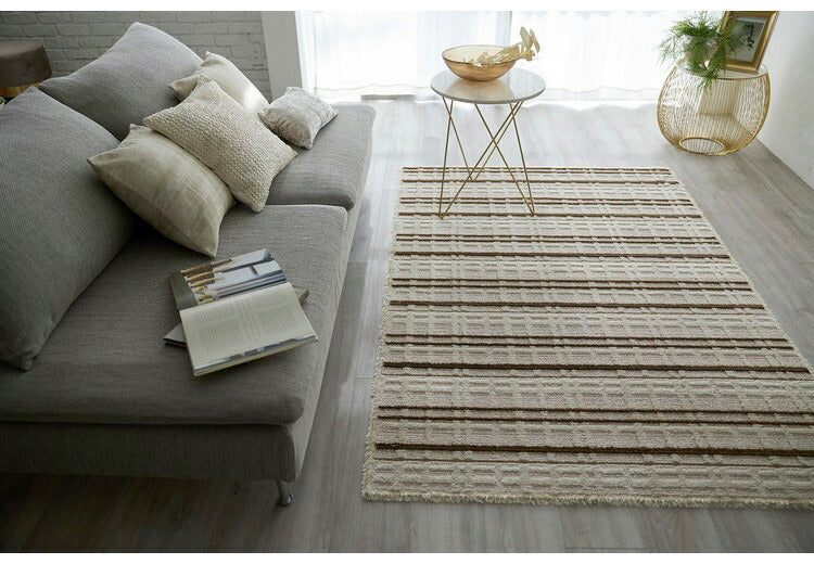 日本製 ラグ 130×190cm 防ダニ 滑り止め ミロワール フルール タフトラグ アイボリー グレー 国産 スミノエ Suminoe 北欧 モダン シンプル おしゃれ(代引不可)