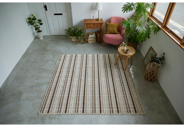 日本製 ラグ 190×190cm 防ダニ 滑り止め ミロワール フルール タフトラグ アイボリー グレー 国産 スミノエ Suminoe 北欧 モダン シンプル おしゃれ(代引不可)