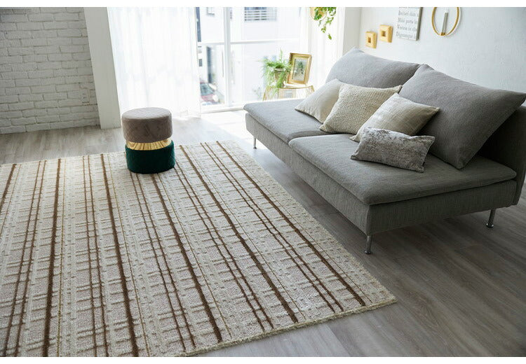 日本製 ラグ 190×240cm 防ダニ 滑り止め ミロワール フルール タフトラグ アイボリー グレー 国産 スミノエ Suminoe 北欧 モダン シンプル おしゃれ(代引不可)