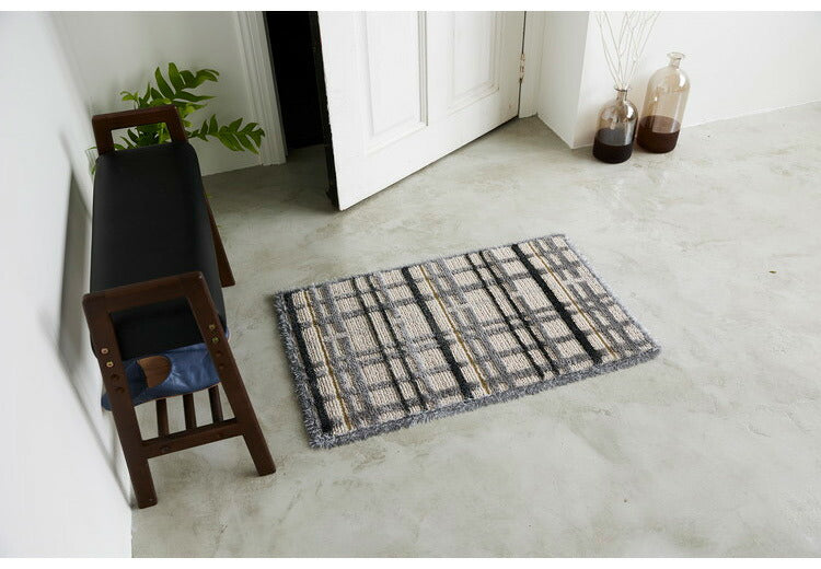 日本製 ラグ マット 50×80cm 防ダニ 滑り止め ミロワール フルール タフトラグ アイボリー グレー 国産 スミノエ Suminoe 北欧 モダン シンプル おしゃれ(代引不可)