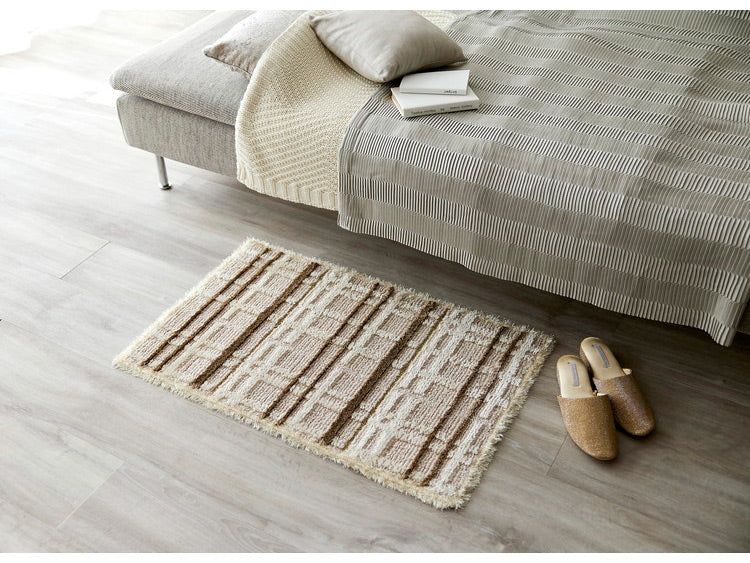 日本製 ラグ マット 50×80cm 防ダニ 滑り止め ミロワール フルール タフトラグ アイボリー グレー 国産 スミノエ Suminoe 北欧 モダン シンプル おしゃれ(代引不可)