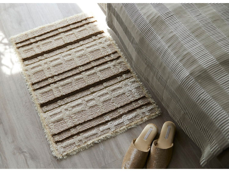 日本製 ラグ マット 50×80cm 防ダニ 滑り止め ミロワール フルール タフトラグ アイボリー グレー 国産 スミノエ Suminoe 北欧 モダン シンプル おしゃれ(代引不可)