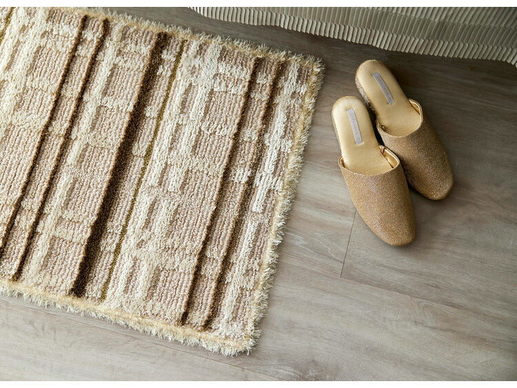 日本製 ラグ マット 50×80cm 防ダニ 滑り止め ミロワール フルール タフトラグ アイボリー グレー 国産 スミノエ Suminoe 北欧 モダン シンプル おしゃれ(代引不可)