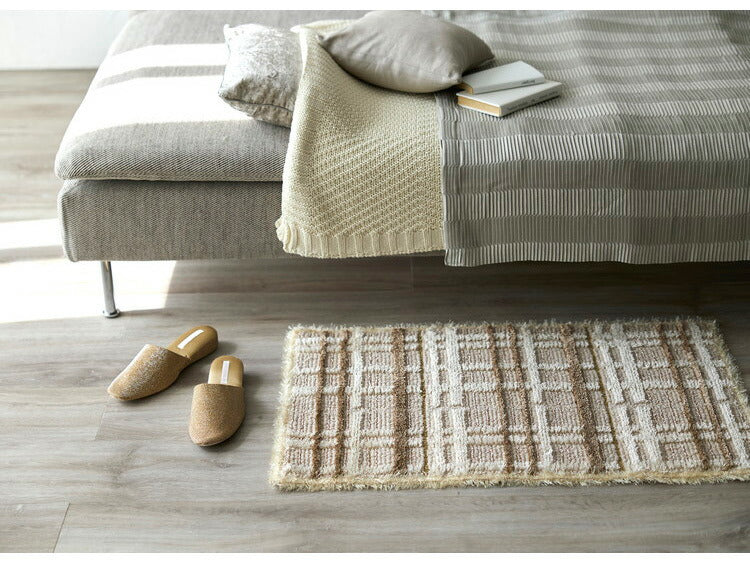 日本製 ラグ マット 50×80cm 防ダニ 滑り止め ミロワール フルール タフトラグ アイボリー グレー 国産 スミノエ Suminoe 北欧 モダン シンプル おしゃれ(代引不可)