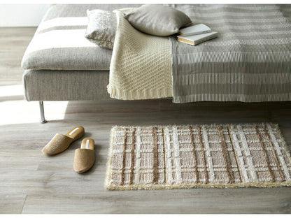 日本製 ラグ マット 50×80cm 防ダニ 滑り止め ミロワール フルール タフトラグ アイボリー グレー 国産 スミノエ Suminoe 北欧 モダン シンプル おしゃれ(代引不可)