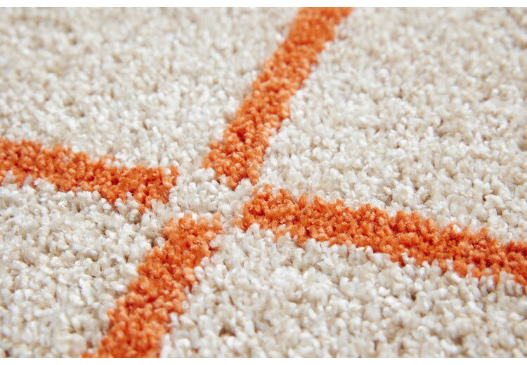 日本製 ラグ 円形 直径150cm 丸 滑り止め オセロ チェック柄 カラーライン タフトラグ ブルー オレンジ ホワイト 国産 スミノエ Suminoe 北欧 モダン シンプル おしゃれ(代引不可)