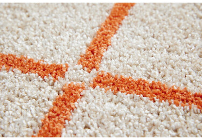 日本製 ラグ 円形 直径150cm 丸 滑り止め オセロ チェック柄 カラーライン タフトラグ ブルー オレンジ ホワイト 国産 スミノエ Suminoe 北欧 モダン シンプル おしゃれ(代引不可)