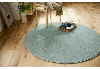 日本製 ラグ 円形 直径150cm 丸 滑り止め ポント モロッカン模様 アクセント カラーライン タフトラグ ベージュ グリーン ブルーグレー 国産 スミノエ Suminoe 北欧(代引不可)