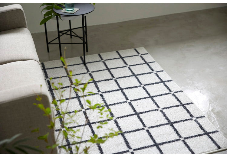 日本製 ラグ 130×185cm 滑り止め オセロ チェック柄 カラーライン タフトラグ ブルー オレンジ ホワイト 国産 スミノエ Suminoe 北欧 モダン シンプル おしゃれ(代引不可)