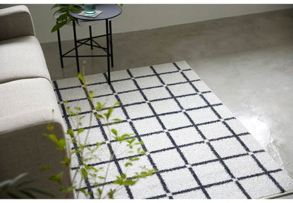 日本製 ラグ 130×185cm 滑り止め オセロ チェック柄 カラーライン タフトラグ ブルー オレンジ ホワイト 国産 スミノエ Suminoe 北欧 モダン シンプル おしゃれ(代引不可)