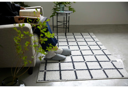 日本製 ラグ 130×185cm 滑り止め オセロ チェック柄 カラーライン タフトラグ ブルー オレンジ ホワイト 国産 スミノエ Suminoe 北欧 モダン シンプル おしゃれ(代引不可)