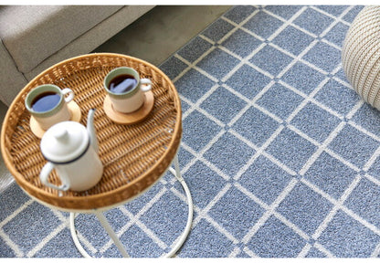 日本製 ラグ 130×185cm 滑り止め オセロ チェック柄 カラーライン タフトラグ ブルー オレンジ ホワイト 国産 スミノエ Suminoe 北欧 モダン シンプル おしゃれ(代引不可)