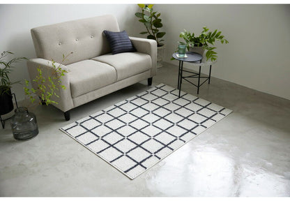 日本製 ラグ 130×185cm 滑り止め オセロ チェック柄 カラーライン タフトラグ ブルー オレンジ ホワイト 国産 スミノエ Suminoe 北欧 モダン シンプル おしゃれ(代引不可)