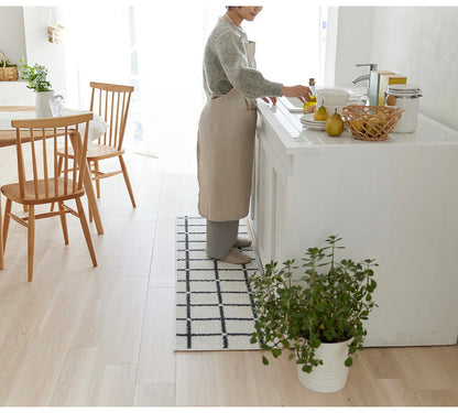 日本製 ラグ 45×180cm キッチンマット 滑り止め オセロ チェック柄 カラーライン タフトラグ ブルー オレンジ ホワイト 国産 スミノエ Suminoe 北欧 モダン シンプル(代引不可)