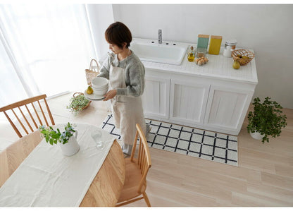 日本製 ラグ 45×180cm キッチンマット 滑り止め オセロ チェック柄 カラーライン タフトラグ ブルー オレンジ ホワイト 国産 スミノエ Suminoe 北欧 モダン シンプル(代引不可)