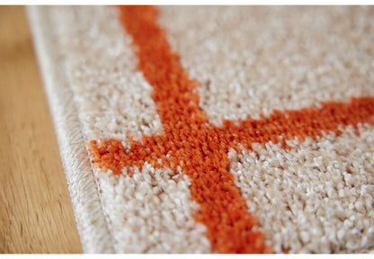 日本製 ラグ 45×180cm キッチンマット 滑り止め オセロ チェック柄 カラーライン タフトラグ ブルー オレンジ ホワイト 国産 スミノエ Suminoe 北欧 モダン シンプル(代引不可)