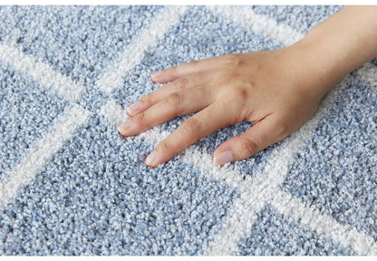 日本製 ラグ 90×130cm 滑り止め オセロ チェック柄 カラーライン タフトラグ ブルー オレンジ ホワイト 国産 スミノエ Suminoe 北欧 モダン シンプル おしゃれ(代引不可)