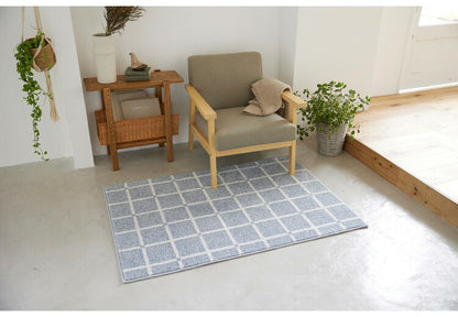 日本製 ラグ 90×130cm 滑り止め オセロ チェック柄 カラーライン タフトラグ ブルー オレンジ ホワイト 国産 スミノエ Suminoe 北欧 モダン シンプル おしゃれ(代引不可)