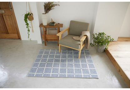 日本製 ラグ 90×130cm 滑り止め オセロ チェック柄 カラーライン タフトラグ ブルー オレンジ ホワイト 国産 スミノエ Suminoe 北欧 モダン シンプル おしゃれ(代引不可)