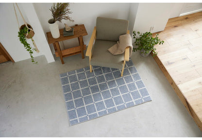 日本製 ラグ 90×130cm 滑り止め オセロ チェック柄 カラーライン タフトラグ ブルー オレンジ ホワイト 国産 スミノエ Suminoe 北欧 モダン シンプル おしゃれ(代引不可)