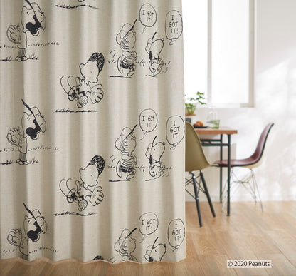 1級遮光カーテン 日本製 スヌーピー SNOOPY I got it! アイガットイット! ウォッシャブル ベージュ ブラウン 1枚入(代引不可)