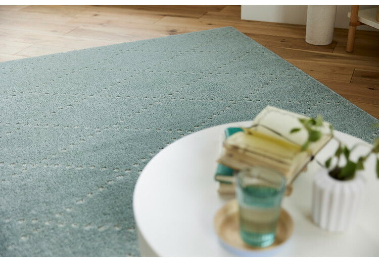 日本製 ラグ 130×185cm 滑り止め ポント モロッカン模様 アクセント カラーライン タフトラグ ベージュ グリーン ブルーグレー 国産 スミノエ Suminoe 北欧 モダン(代引不可)