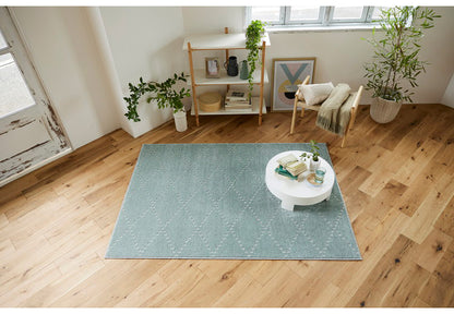 日本製 ラグ 130×185cm 滑り止め ポント モロッカン模様 アクセント カラーライン タフトラグ ベージュ グリーン ブルーグレー 国産 スミノエ Suminoe 北欧 モダン(代引不可)