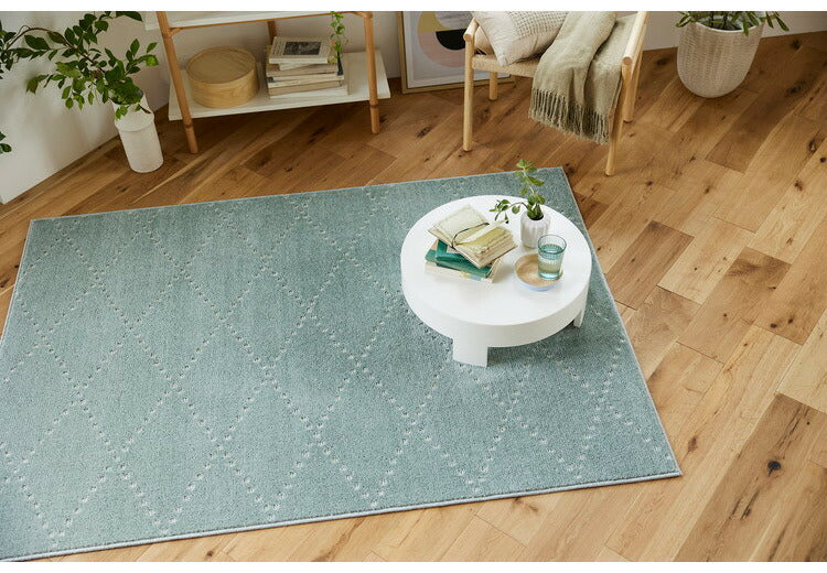 日本製 ラグ 130×185cm 滑り止め ポント モロッカン模様 アクセント カラーライン タフトラグ ベージュ グリーン ブルーグレー 国産 スミノエ Suminoe 北欧 モダン(代引不可)