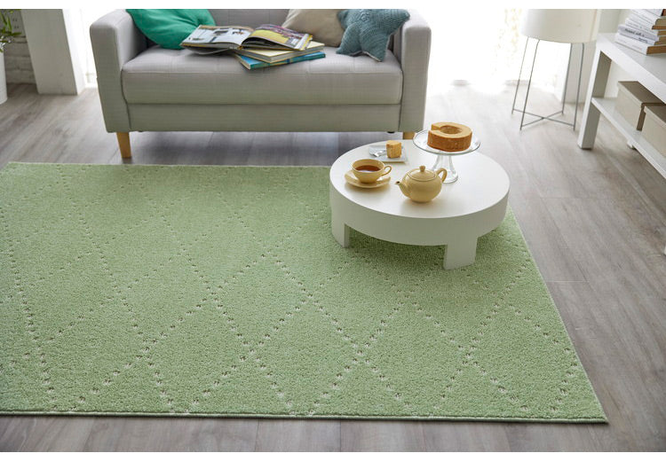 日本製 ラグ 130×185cm 滑り止め ポント モロッカン模様 アクセント カラーライン タフトラグ ベージュ グリーン ブルーグレー 国産 スミノエ Suminoe 北欧 モダン(代引不可)