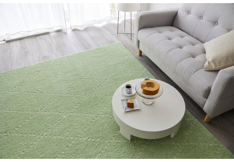 日本製 ラグ 185×185cm 滑り止め ポント モロッカン模様 アクセント カラーライン タフトラグ ベージュ グリーン ブルーグレー 国産 スミノエ Suminoe 北欧 モダン(代引不可)