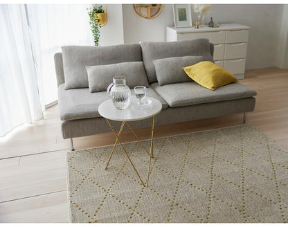 日本製 ラグ 185×185cm 滑り止め ポント モロッカン模様 アクセント カラーライン タフトラグ ベージュ グリーン ブルーグレー 国産 スミノエ Suminoe 北欧 モダン(代引不可)