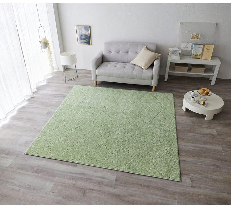 日本製 ラグ 185×185cm 滑り止め ポント モロッカン模様 アクセント カラーライン タフトラグ ベージュ グリーン ブルーグレー 国産 スミノエ Suminoe 北欧 モダン(代引不可)