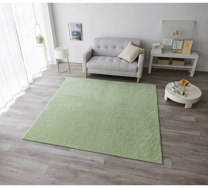 日本製 ラグ 185×185cm 滑り止め ポント モロッカン模様 アクセント カラーライン タフトラグ ベージュ グリーン ブルーグレー 国産 スミノエ Suminoe 北欧 モダン(代引不可)