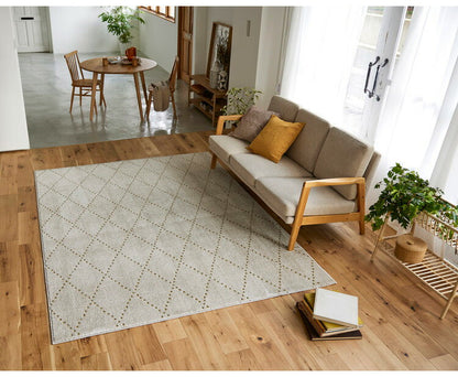 日本製 ラグ 185×240cm 滑り止め ポント モロッカン模様 アクセント カラーライン タフトラグ ベージュ グリーン ブルーグレー 国産 スミノエ Suminoe 北欧 モダン(代引不可)