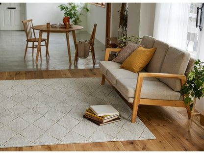 日本製 ラグ 185×240cm 滑り止め ポント モロッカン模様 アクセント カラーライン タフトラグ ベージュ グリーン ブルーグレー 国産 スミノエ Suminoe 北欧 モダン(代引不可)