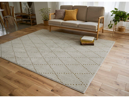 日本製 ラグ 185×240cm 滑り止め ポント モロッカン模様 アクセント カラーライン タフトラグ ベージュ グリーン ブルーグレー 国産 スミノエ Suminoe 北欧 モダン(代引不可)