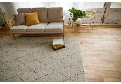 日本製 ラグ 185×240cm 滑り止め ポント モロッカン模様 アクセント カラーライン タフトラグ ベージュ グリーン ブルーグレー 国産 スミノエ Suminoe 北欧 モダン(代引不可)