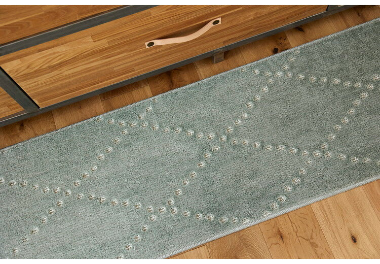 日本製 ラグ 45×180cm キッチンマット 滑り止め ポント モロッカン模様 アクセント カラーライン タフトラグ ベージュ グリーン ブルーグレー 国産 スミノエ Suminoe(代引不可)
