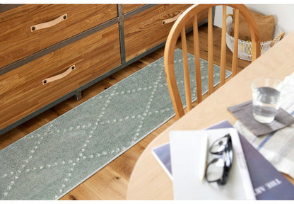日本製 ラグ 45×180cm キッチンマット 滑り止め ポント モロッカン模様 アクセント カラーライン タフトラグ ベージュ グリーン ブルーグレー 国産 スミノエ Suminoe(代引不可)