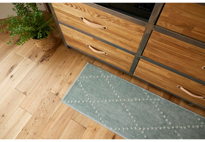 日本製 ラグ 45×180cm キッチンマット 滑り止め ポント モロッカン模様 アクセント カラーライン タフトラグ ベージュ グリーン ブルーグレー 国産 スミノエ Suminoe(代引不可)